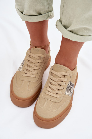 Scarpe modello sneakers Femminile Ze INstaAkami Pelle di serpente Big Star TT274298 beige