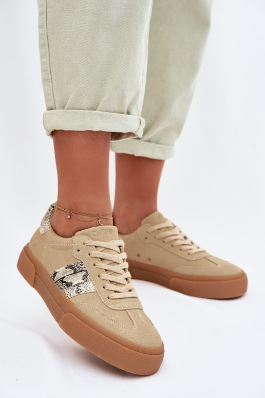 Scarpe modello sneakers Femminile Ze INstaAkami Pelle di serpente Big Star TT274298 beige