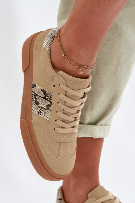 Scarpe modello sneakers Femminile Ze INstaAkami Pelle di serpente Big Star TT274298 beige