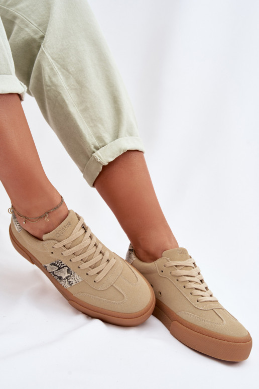 Scarpe modello sneakers Femminile Ze INstaAkami Pelle di serpente Big Star TT274298 beige