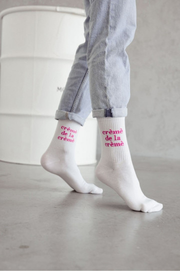 Calze da donna bianche con motivo rosa Crème De La Crème