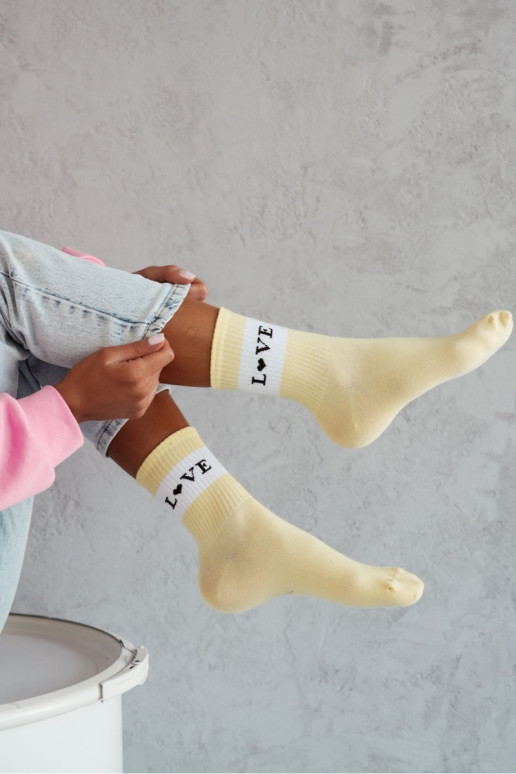 Calzini BaAełniane Femminile LOVE colore giallo