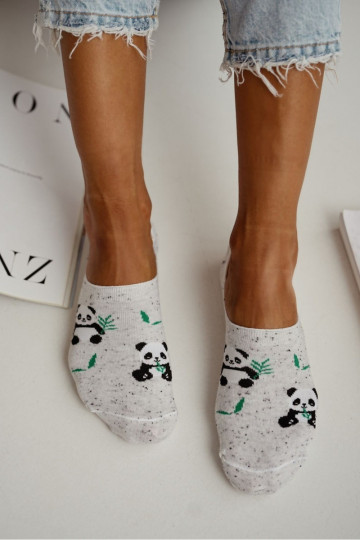 Calze in microfibra da donna grigie Panda Bear