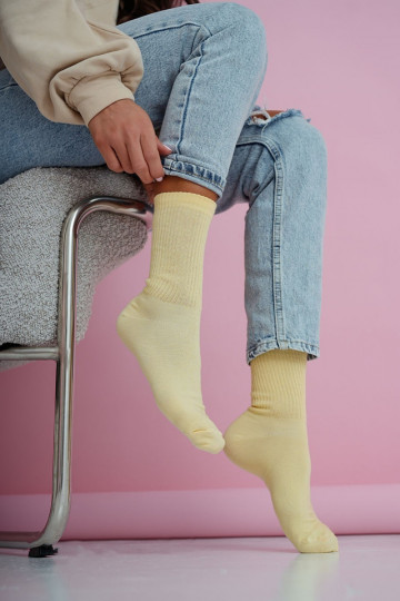 Calze da donna IN a righe color giallo pastello