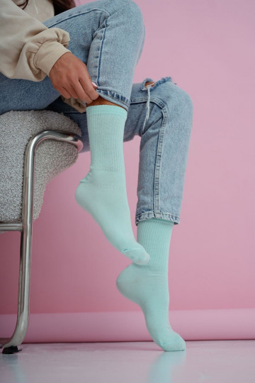 Calze da donna IN a righe color verde menta pastello