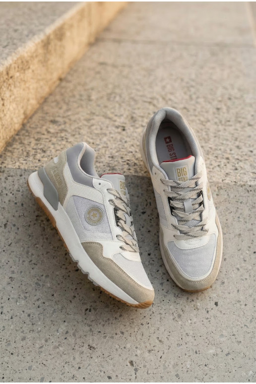 Scarpe modello sneakers per uomo con una piattaforma Big Star TT174032 Bianco-colore blu