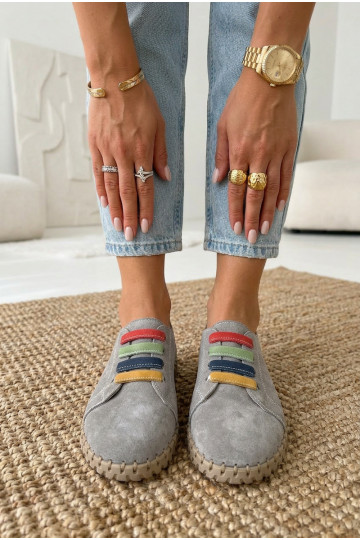 Pelle dalla pelle scamosciata scarpe Femminile Vinceza 95377 colore grigio