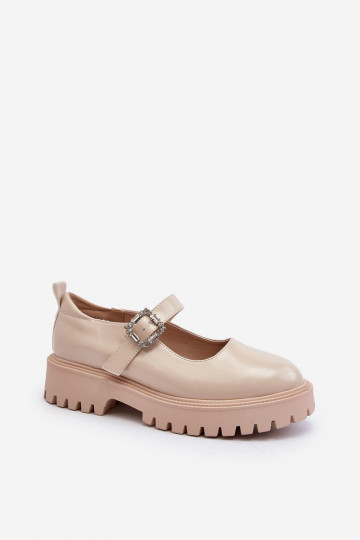 Scarpe da donna verniciate con fibbie color sabbia Lindnessa