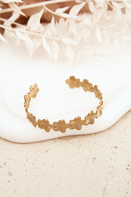 Un braccialetto Femminile dall acciaio inossidabile con motivi florealiuszki colore dorato