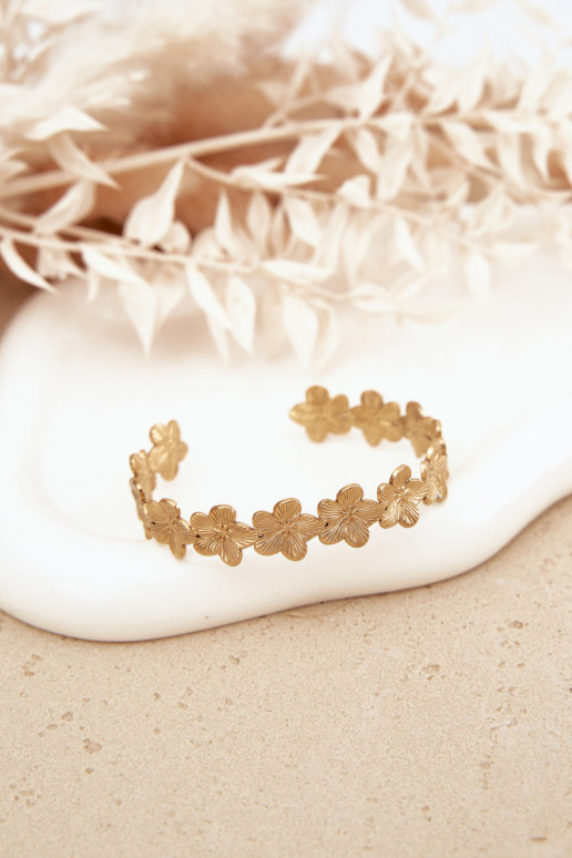 Un braccialetto Femminile dall acciaio inossidabile con motivi florealiuszki colore dorato