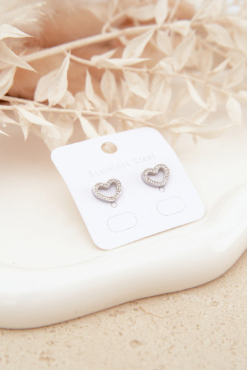 Orecchini a forma di cuore classici color argento 2