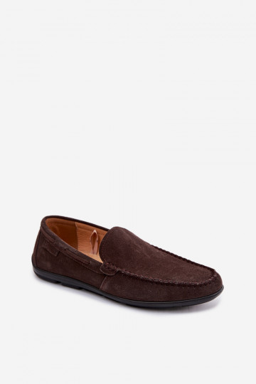Mocassini da uomo in suede naturale Big Star TT174202 color cioccolato