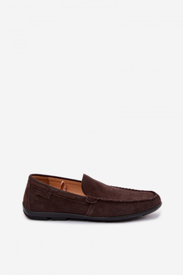 Mocassini da uomo in suede naturale Big Star TT174202 color cioccolato 2
