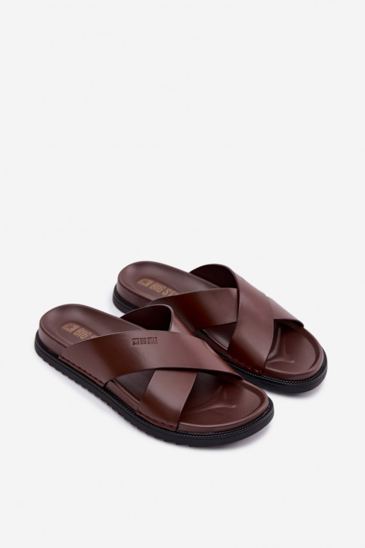 Pantofole in pelle per uomo Big Star TT174218 Deverrone scuro