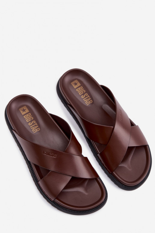 Pantofole in pelle per uomo Big Star TT174218 Deverrone scuro