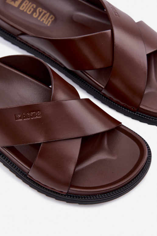 Pantofole in pelle per uomo Big Star TT174218 Deverrone scuro