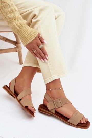 Sandali da donna in suede Big Star TT274491 color sabbia