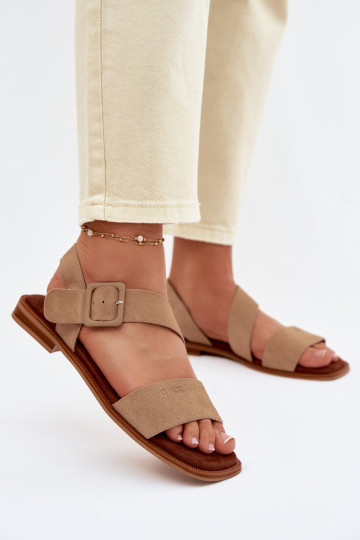 Sandali da donna in suede Big Star TT274491 color sabbia 2