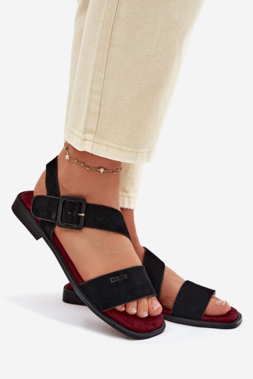 Sandali da donna dalla pelle scamosciata Big Star TT274490 colore nero