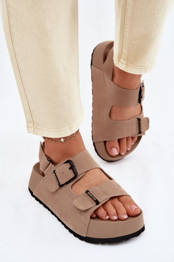 Sandali con piattaforma in camoscio sabbia Big Star TT274235