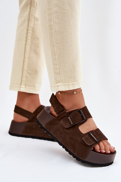 Sandali in camoscio con una piattaforma Big Star TT274236 CzekoladoAe