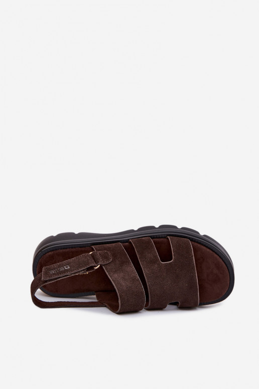 Sandali da donna dalla pelle scamosciata Big Star TT274483 CzekoladoAe