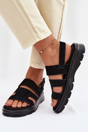 Sandali da donna dalla pelle scamosciata Big Star TT274484 colore nero