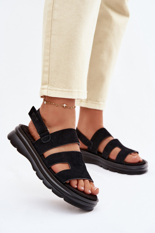 Sandali da donna dalla pelle scamosciata Big Star TT274484 colore nero