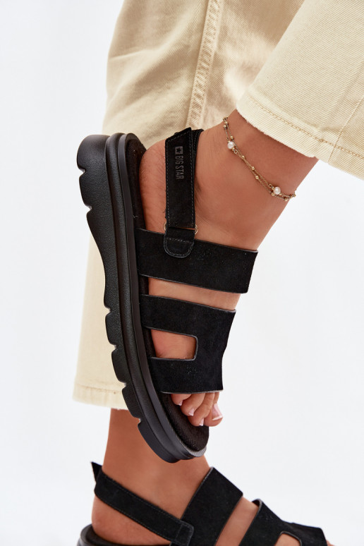 Sandali da donna dalla pelle scamosciata Big Star TT274484 colore nero