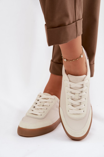 Sneaker da donna in pelle sintetica color avorio Big Star TT274311 2