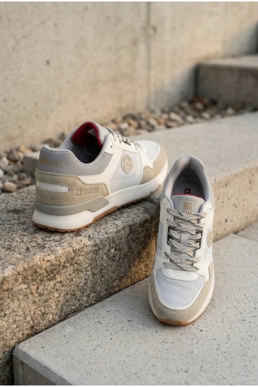 Scarpe modello sneakers per uomo con una piattaforma Big Star TT174032 Bianco-colore blu