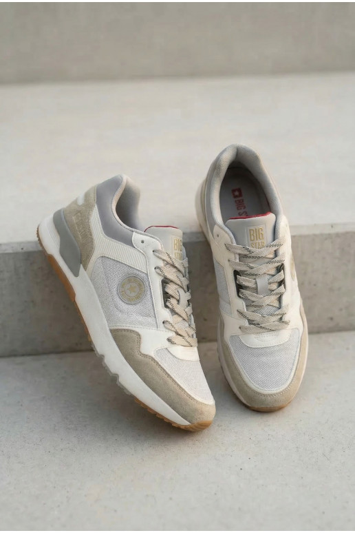 Scarpe modello sneakers per uomo con una piattaforma Big Star TT174032 Bianco-colore blu