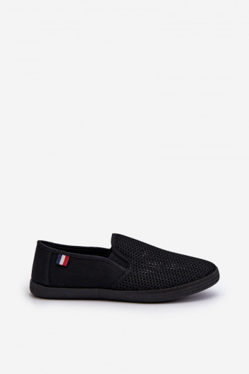 Sneaker da uomo con elementi traforati scarpe casual nere Koboru 2