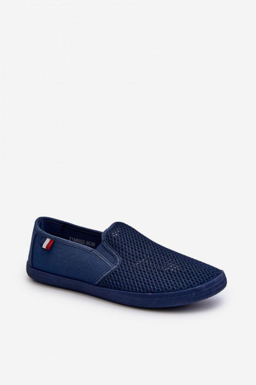 per uomo con elementi traforati Scarpe da ginnastica scarpe casual blu scuro Koboru