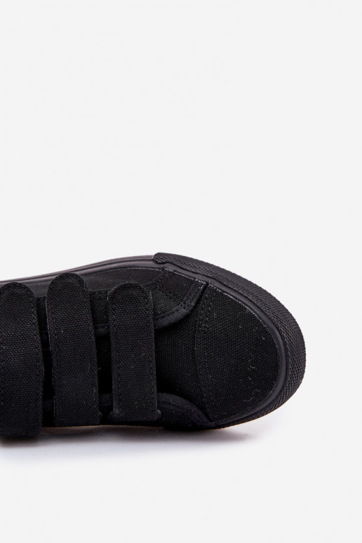 Gioventù scarpe da ginnastica con suola piatta con chiusure adesive colore nero Dilan