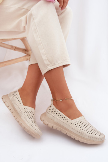 con elementi traforati  mocassini da donna Sergio Leone MK099H beige-colore dorato