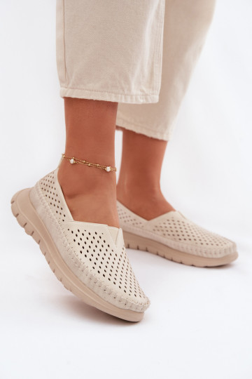 con elementi traforati  mocassini da donna Sergio Leone MK099H beige-colore dorato 2