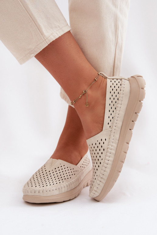 con elementi traforati  mocassini da donna Sergio Leone MK099H beige-colore dorato