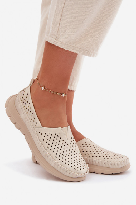 con elementi traforati  mocassini da donna Sergio Leone MK099H beige-colore dorato
