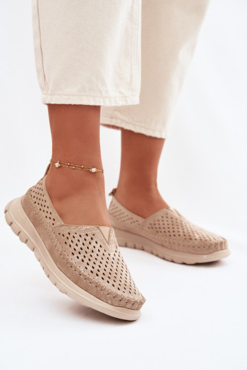 con elementi traforati  mocassini da donna Sergio Leone MK099H colore dorato 2