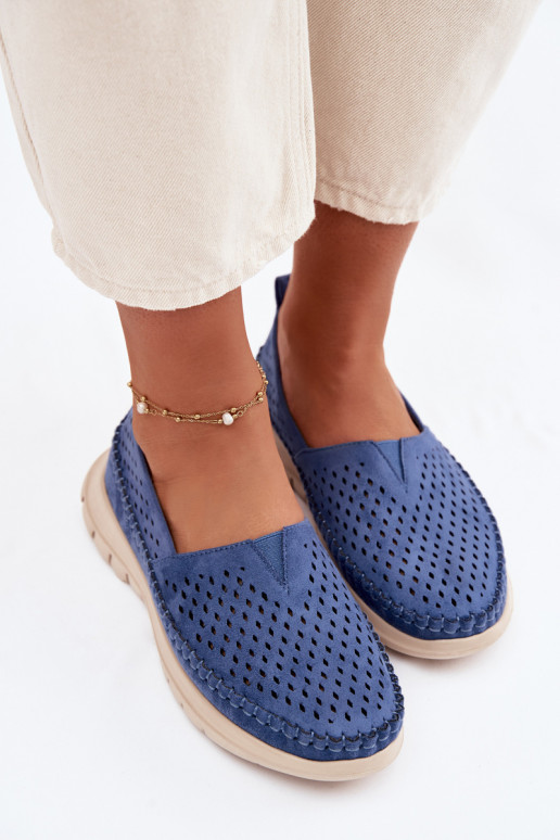 con elementi traforati  mocassini da donna Sergio Leone MK099H colore blu