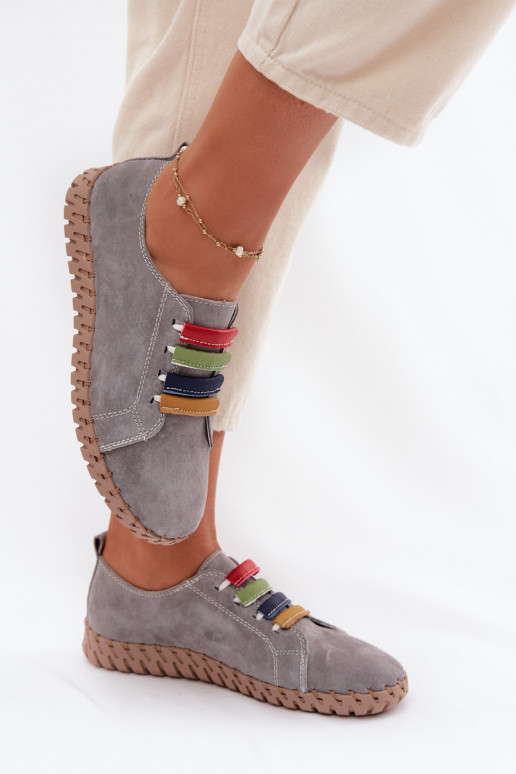 Pelle dalla pelle scamosciata scarpe Femminile Vinceza 95377 colore grigio