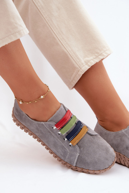 Pelle dalla pelle scamosciata scarpe Femminile Vinceza 95377 colore grigio