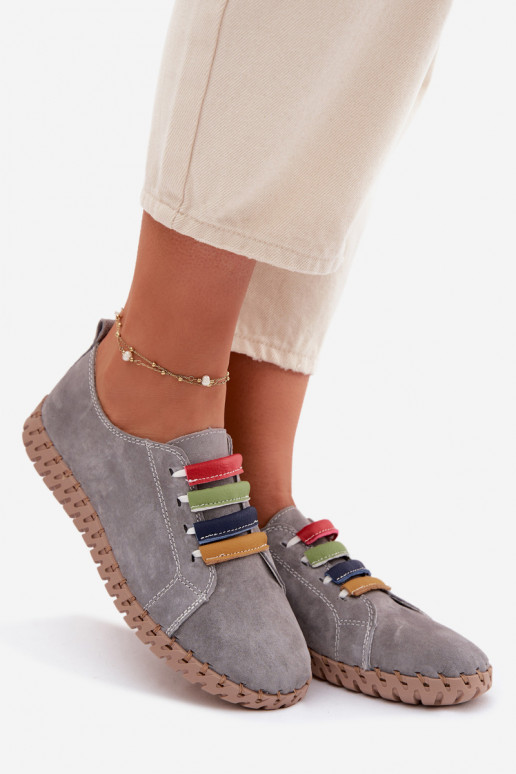 Pelle dalla pelle scamosciata scarpe Femminile Vinceza 95377 colore grigio