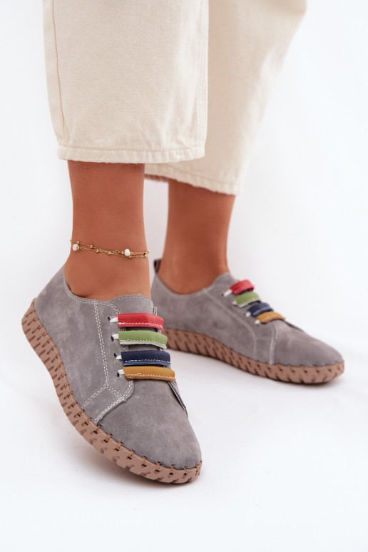 Pelle dalla pelle scamosciata scarpe Femminile Vinceza 95377 colore grigio