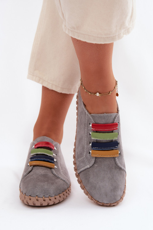 Pelle dalla pelle scamosciata scarpe Femminile Vinceza 95377 colore grigio