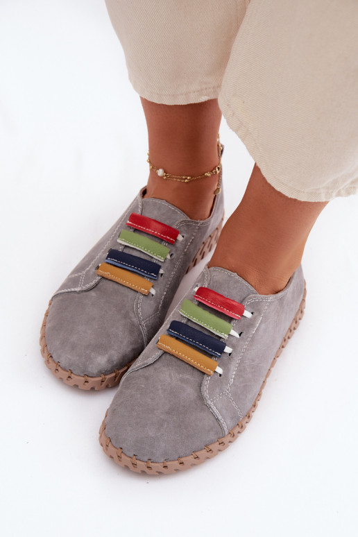 Pelle dalla pelle scamosciata scarpe Femminile Vinceza 95377 colore grigio