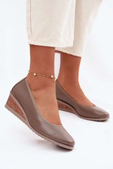Scarpe da donna con plateau Vinceza 58629 color sabbia 2