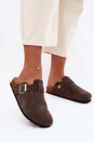 Pantofole da donna ZoccoliAbilitatoturalnego dalla pelle scamosciatau Vinceza 101332 CzekoladoAe 2