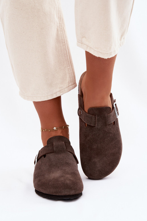 Pantofole da donna ZoccoliAbilitatoturalnego dalla pelle scamosciatau Vinceza 101332 CzekoladoAe